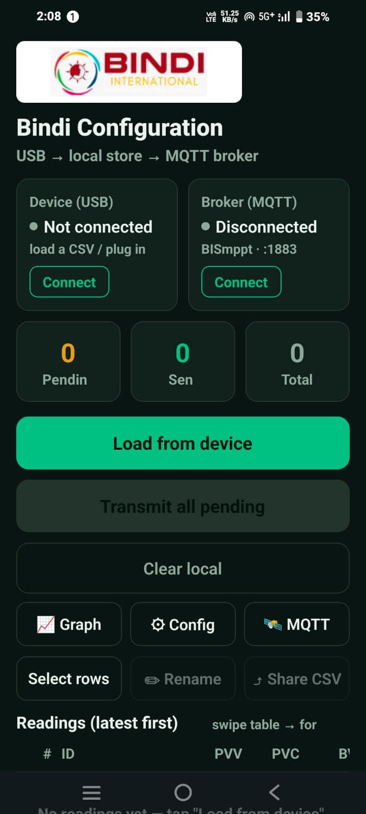 Bindi Solar — Device Commissioning App